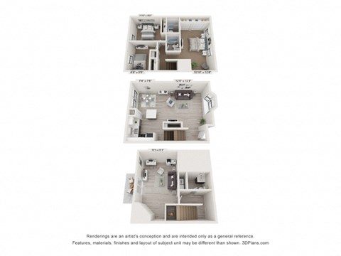 Floor plan for 3 beds, 2.5 baths, 2000 sqft